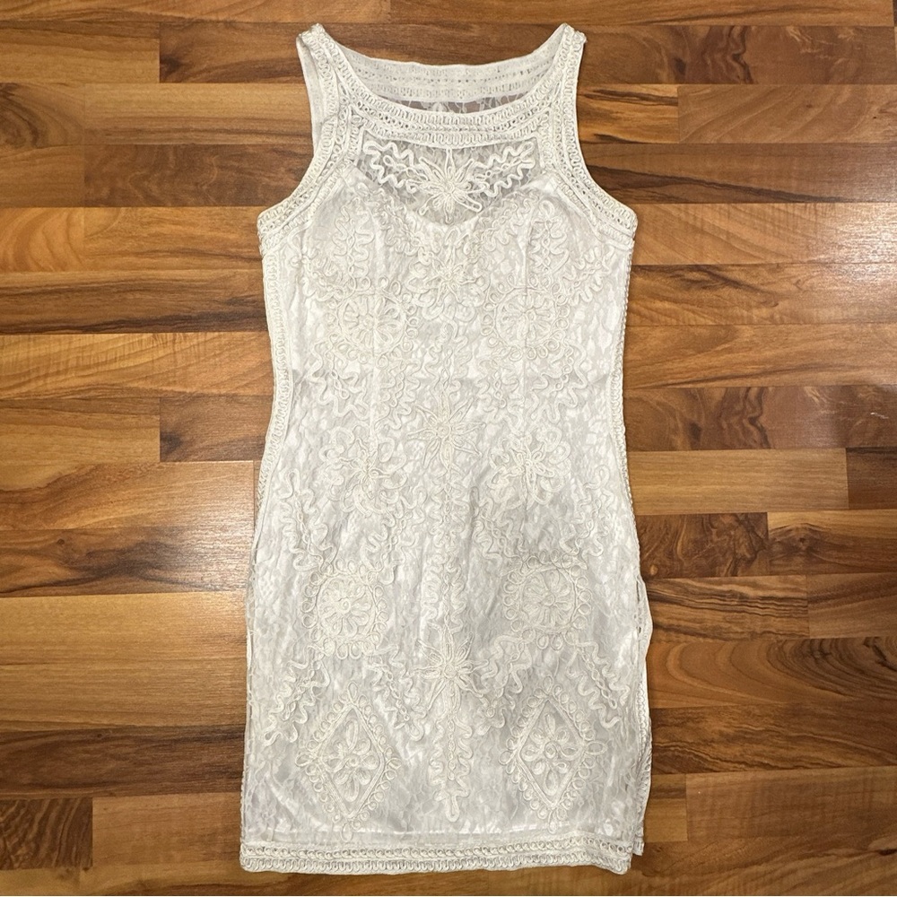 Cinderella Divine White Cocktail Lace Overlay‎ Dress Large